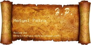 Hetyei Petra névjegykártya